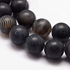 Natural Black Agate Bead Strands X-G-K166-12-6mm-03-3