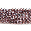 Transparent Electroplate Glass Beads Strands GLAA-F029-4mm-C05-1