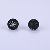 Christmas Printed Round with Snowflake Pattern Silicone Focal Beads SI-JX0056A-124-1