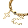 304 Stainless Steel Hollow Cross Charm Bracelet with Double Layer Box Chains BJEW-A002-01G-3