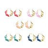 Enamel Flower Hoop Earrings EJEW-F306-08G-1