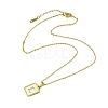 Ion Plating(IP) Rectangle with Initial Letter 304 Stainless Steel Pendant Necklace NJEW-R265-04G-L-3
