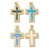 Rack Plating Brass Micro Pave Clear Cubic Zirconia Pendants KK-P268-12B-G-1