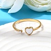 304 Stainless Steel & Natural Shell & Imitation Pearl Cuff Rings for Women RJEW-G372-01G-01-1