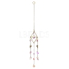 Glass Teardrop & Iron Rhombus Suncatchers HJEW-G028-01B-1