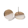 Resin & Walnut Wood Flat Round Stud Earrings with 304 Stainless Steel Pin for Women EJEW-TAC0021-04B-2