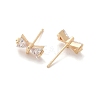 Brass Clear Cubic Zirconia Stud Earrings Finding for Women LS-KK-A244-13A-G-2