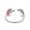 Ion Plating(IP) Rainbow Color 304 Stainless Steel Leaf Open Cuff Ring for Women RJEW-C025-24M-3