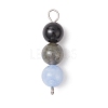 Dyed Natural Malaysia Jade & Black Onyx(Dyed & Heated) & Amethyst & Labradorite & Rose Quartz Round Beaded Connector Charms PALLOY-JF04052-01-3