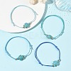 4Pcs 4 Colors Ocean Dyed Synthetic Turquoise Sea Turtle Beaded Adjustable Waxed Polyester Cord Bracelets for Women BJEW-JB14243-03-1