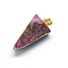 Plated  Natural  Druzy Agate Triangle Pendants G-PH0026-02-3