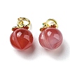 Natural Agate Peach Charms with Brass Jump Rings G-R489-39G-2