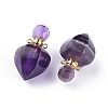 Faceted Natural Amethyst Openable Perfume Bottle Pendants G-P435-A-02G-2