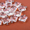 Square Alloy Glass Pendants X-GLAA-Q048-30mm-02P-1