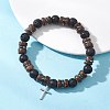 2Pcs Adjustable Natural Coconut & Lava Rock & Synthetic Lava Rock Beads Stretch Bracelets BJEW-JB13285-6
