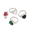 Heart Brass Micro Pave Cubic Zirconia Cuff Open Rings for Women CU-CBA0A21-02P-2