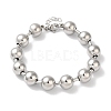 Non-Tarnish 304 Stainless Steel Beads Ball Chain Bracelets for Women BJEW-B092-01C-P-1