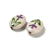 Flower Theme Printed Handmade Porcelain Beads LAMP-D303-06E-04-3