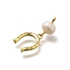 Brass & Natural Pearl Horseshoe Pendants KK-Z093-36G-2