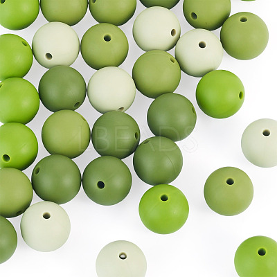 40Pcs 4 Colors Round Silicone Focal Beads SIL-TAD0001-02D-1
