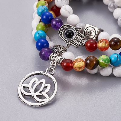 Natural  Labradorite Wrap Bracelets BJEW-I273-B08-1