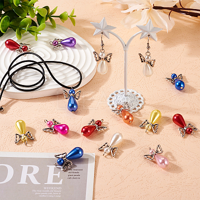 Angel Acrylic Imitation Pearl Pendants PALLOY-TAC0047-1