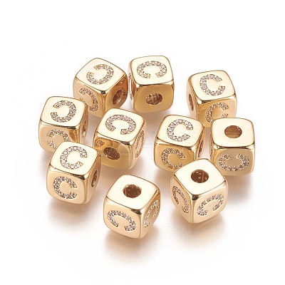 Brass Micro Pave Cubic Zirconia Beads LS-KK-K238-16G-C-1