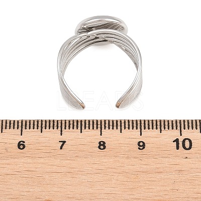 304 Stainless Steel Open Cuff Ring Components STAS-F366-06C-P-1