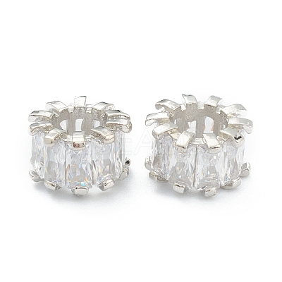 Brass Clear Cubic Zirconia European Beads ZIRC-NB010-38P-1