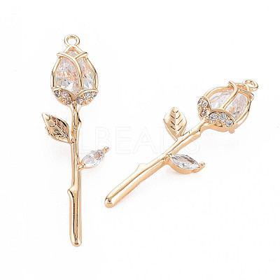 Brass Micro Pave Cubic Zirconia Pendants X-KK-S364-014B-1