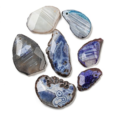 Dyed Natural Druzy Agate Pendants G-G123-06-1