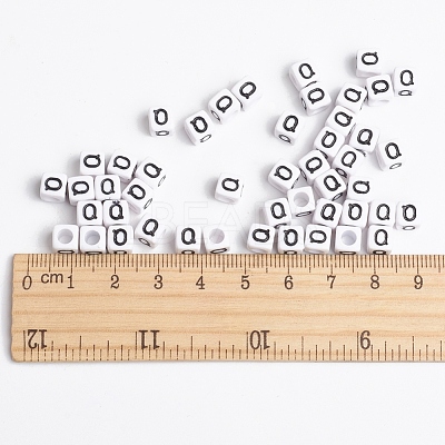 White Cube Letter Acrylic Beads X-PL37C9308-Q-1