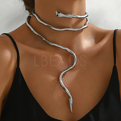 Iron Snake-Shaped Coil Choker Necklaces NJ6393-2-1
