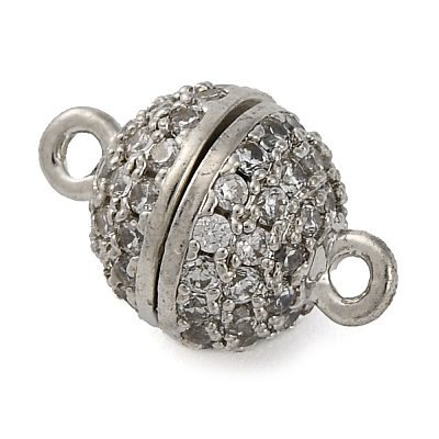 Brass Micro Pave Clear Cubic Zirconia Magnetic Clasps KK-A230-02D-P-1