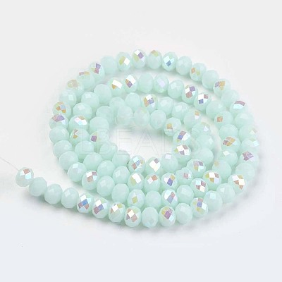 Electroplate Opaque Solid Color Glass Beads Strands EGLA-A034-P8mm-L09-1