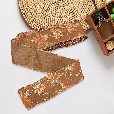 Maple Leaf Pattern Polyester Ribbon OCOR-GF0005-35-1