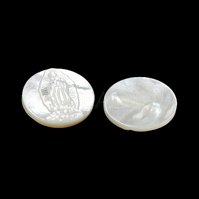 Carved Natural White Shell Cabochons SSHEL-N038-06B-04-1