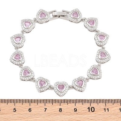 Brass Pave Cubic Zirconia Heart Tennis Bracelets for Women KK-CBA68DA-09P-02-1