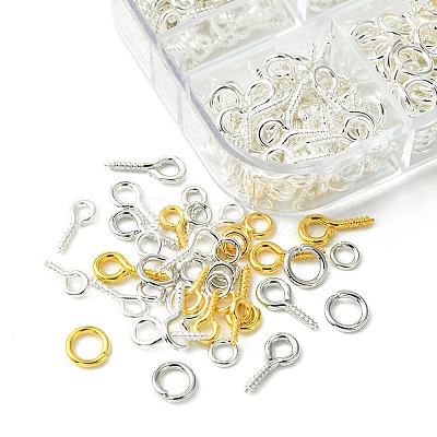 DIY 510Pcs 6 Style Iron Screw Eye Pin Peg Bails DIY-FS0005-34-1