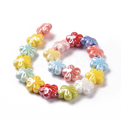 Glazed Porcelain Beads Strands X-PORC-M539-02-1