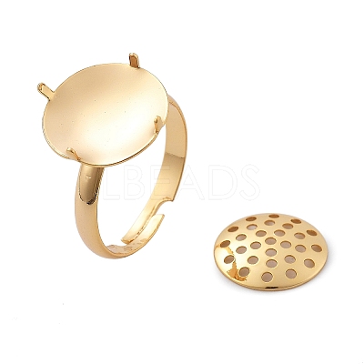 Brass Adjustable Ring Findings KK-K382-15B-G-1