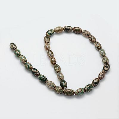 Tibetan Style 3-Eye dZi Beads Strands TDZI-G010-A04-1