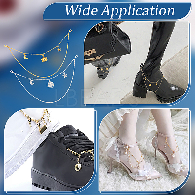 4Pcs 2 Colors Sun Moon Star Alloy Boot Strap Chains FIND-AB00062-1
