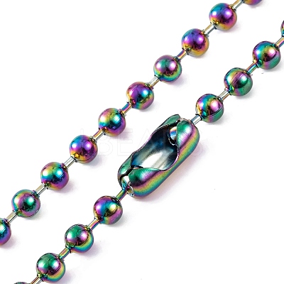 Ion Plating(IP) 304 Stainless Steel Ball Chain Necklaces for Women NJEW-G135-01D-RC-1