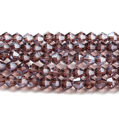 Transparent Electroplate Glass Beads Strands GLAA-F029-4mm-C05-1