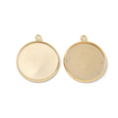 Flat Round Brass Pendant Cabochon Settings KK-K414-14G-G-1