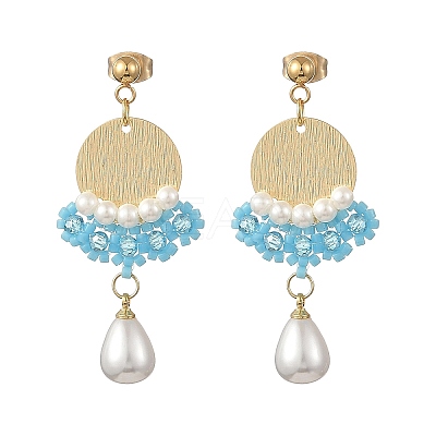 Brass Glass Seed Bead Chandelier Earrings EJEW-MZ00762-01-1