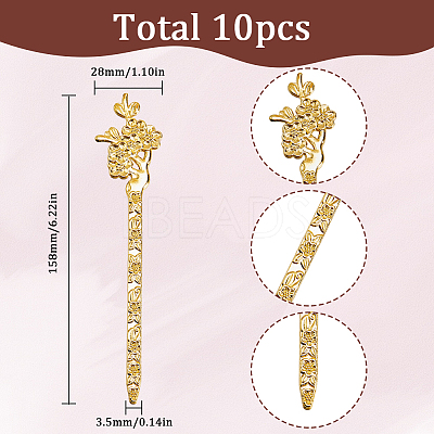 10Pcs Alloy Bookmarks AJEW-SC0003-51G-1