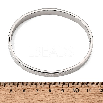 304 Stainless Steel Roman Numerals Hinged Cuff Bangles for Women SA-CBAC920-12P-1