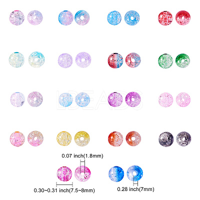450Pcs 18 Colors Gradient Color Transparent Crackle Acrylic Beads MACR-CJ0001-15-1